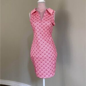 Sleeveless Pink Patterned Collared Dress